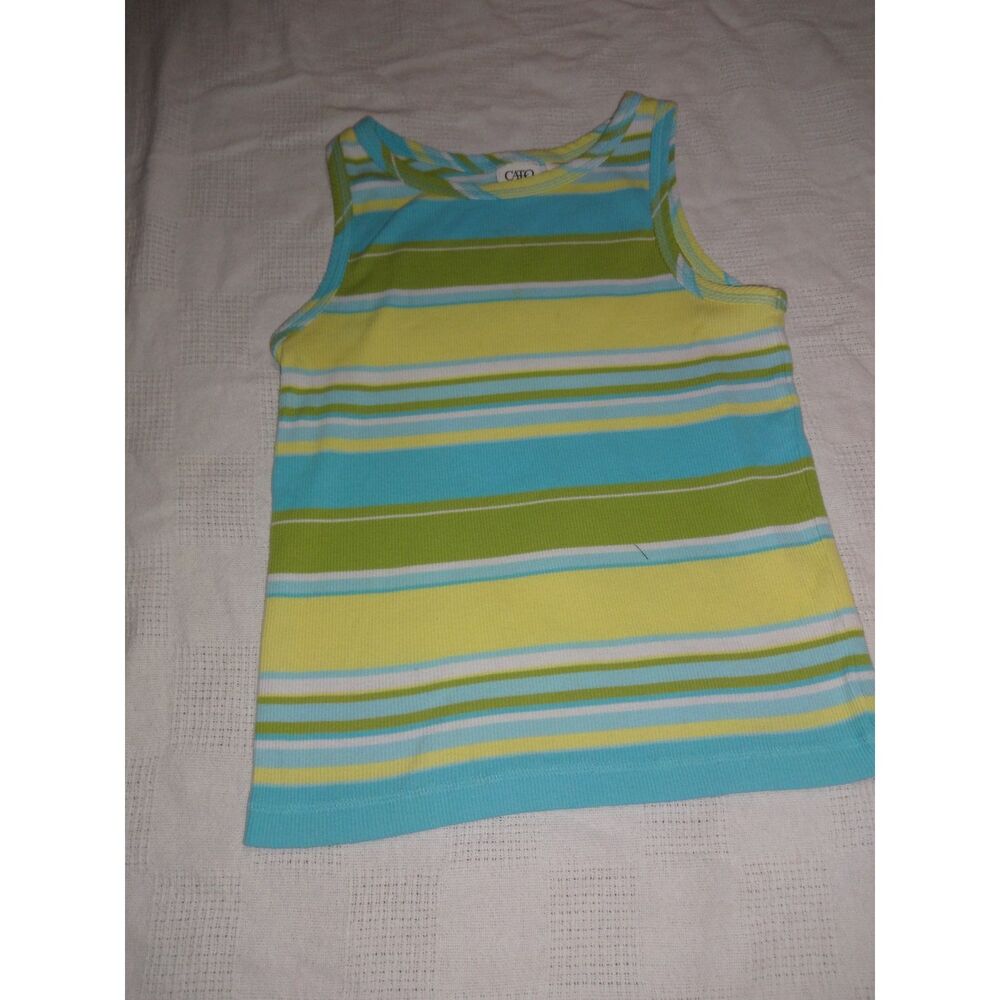 Cato Bright Striped Tank Top Size Medium | Yellow Green Blue